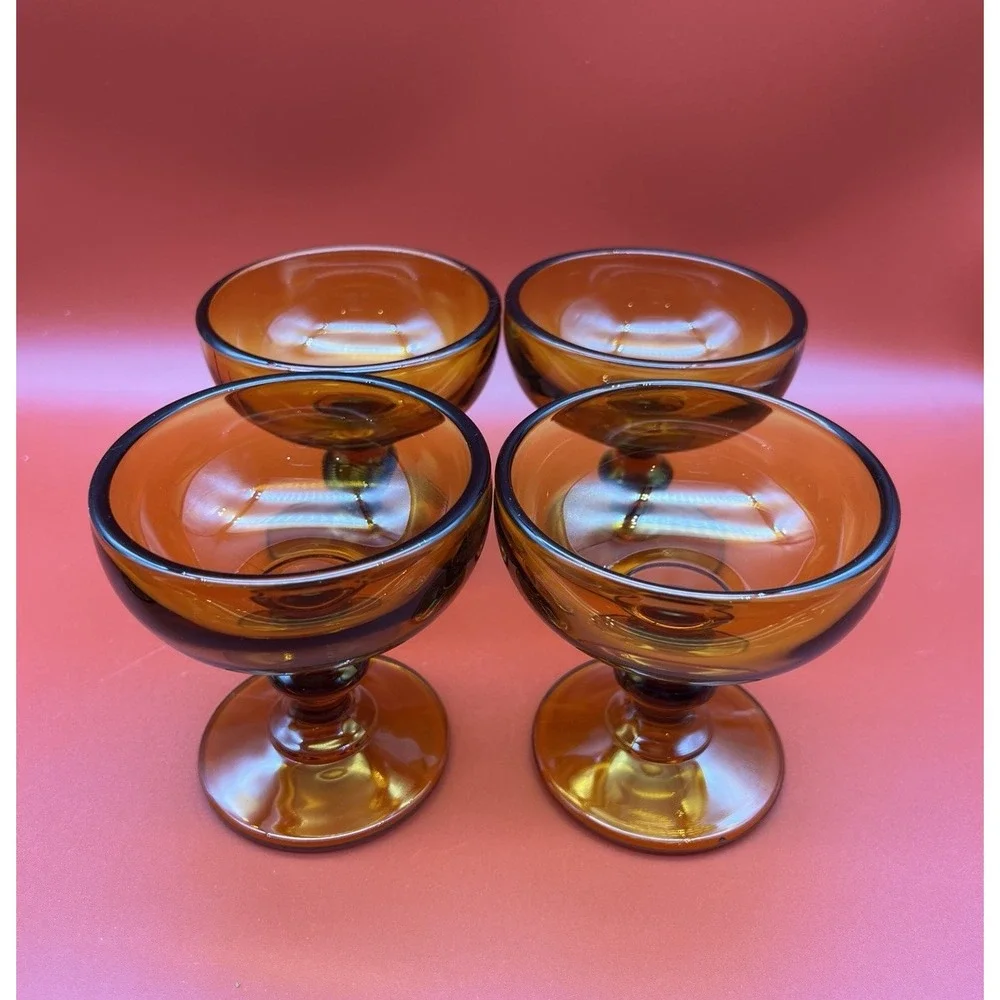 MCM Imperial Hoffman House Amber 4oz Sherbet/Champagne Glass 4